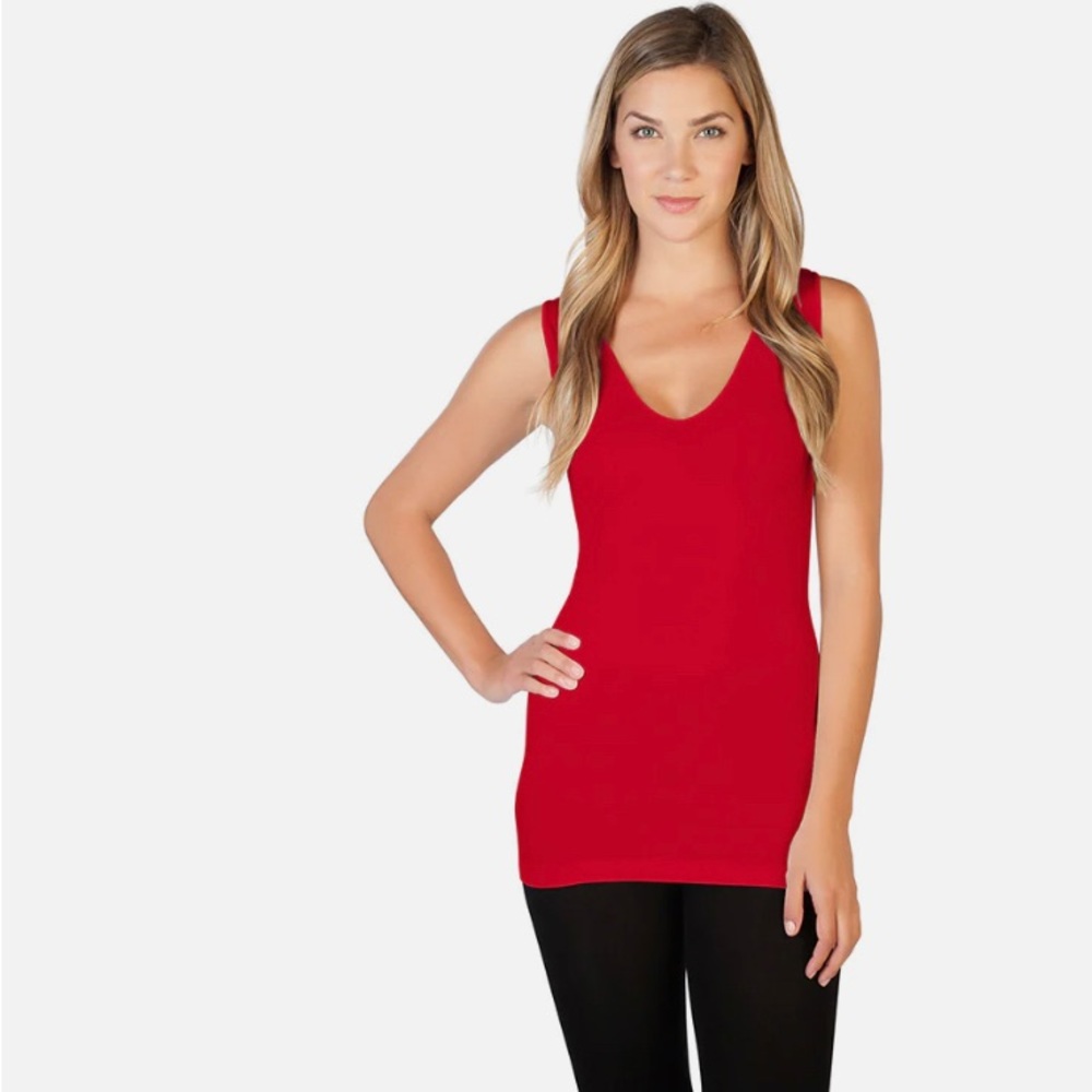 One Size Red Skinny Tee Tank Top
